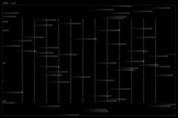Twelve LED bars fading from rain to equalizer, fire and scanner scenes